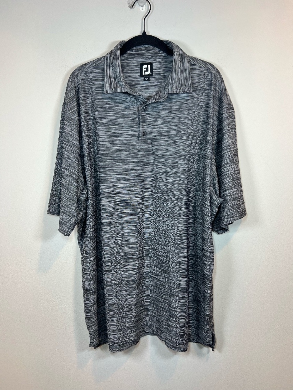 Footjoy Golf Polo Shirt Black White Stripes Short Sleeve Performance Stretch XXL